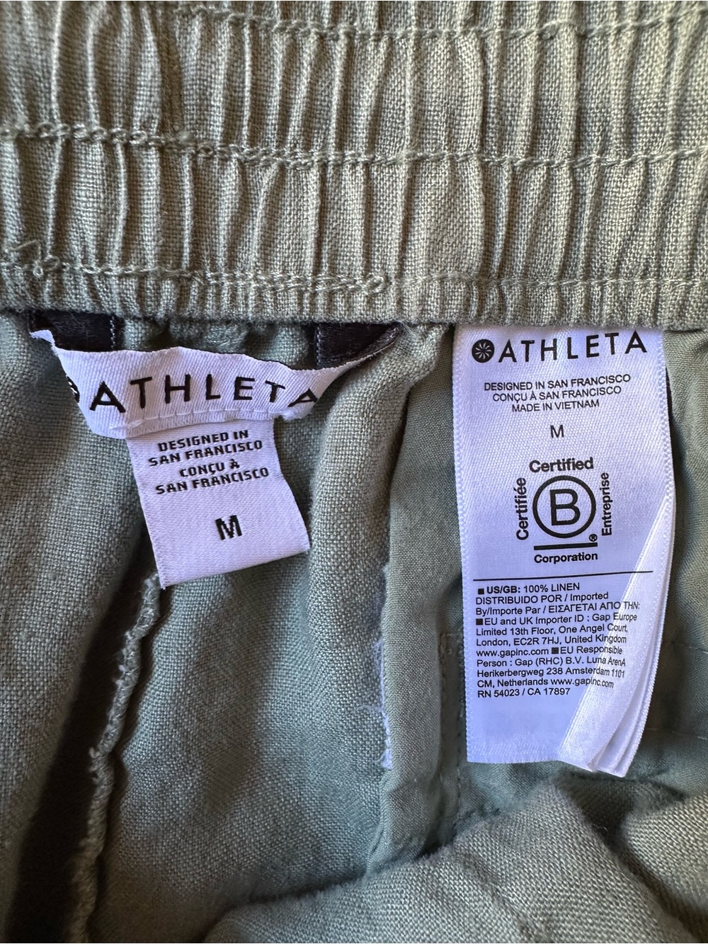 Athleta Retreat Linen High Rise Wide Leg Pant in Cacti, size Medium - Picture 4 of 4